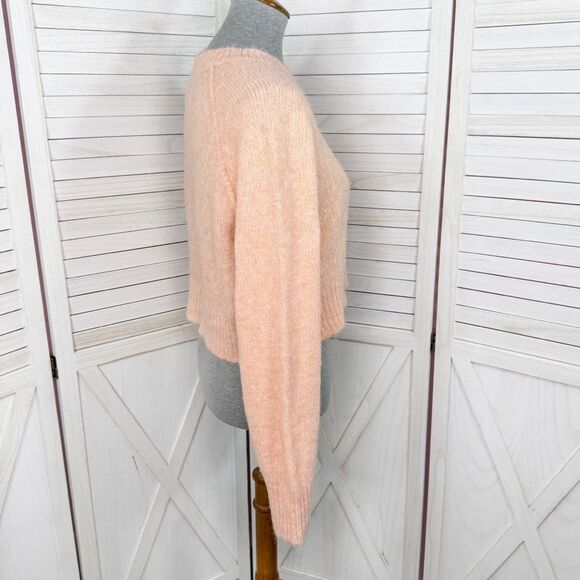 American Eagle Outfitters Cropped Bow Front Sweater Peach Small - Picture 4 of 14